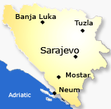 Map of Bosnia and Herzegovina